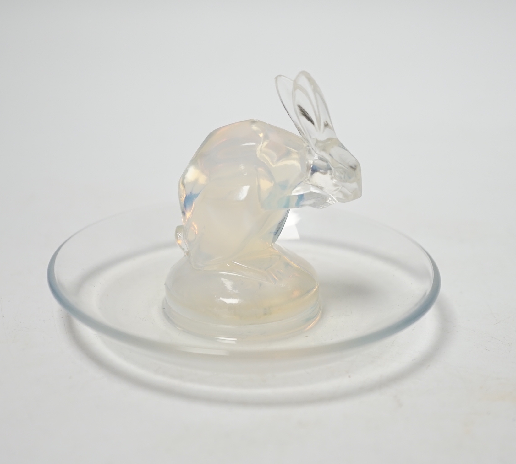 A Lalique moulded glass ‘rabbit’ pin dish, 9.5cm diameter